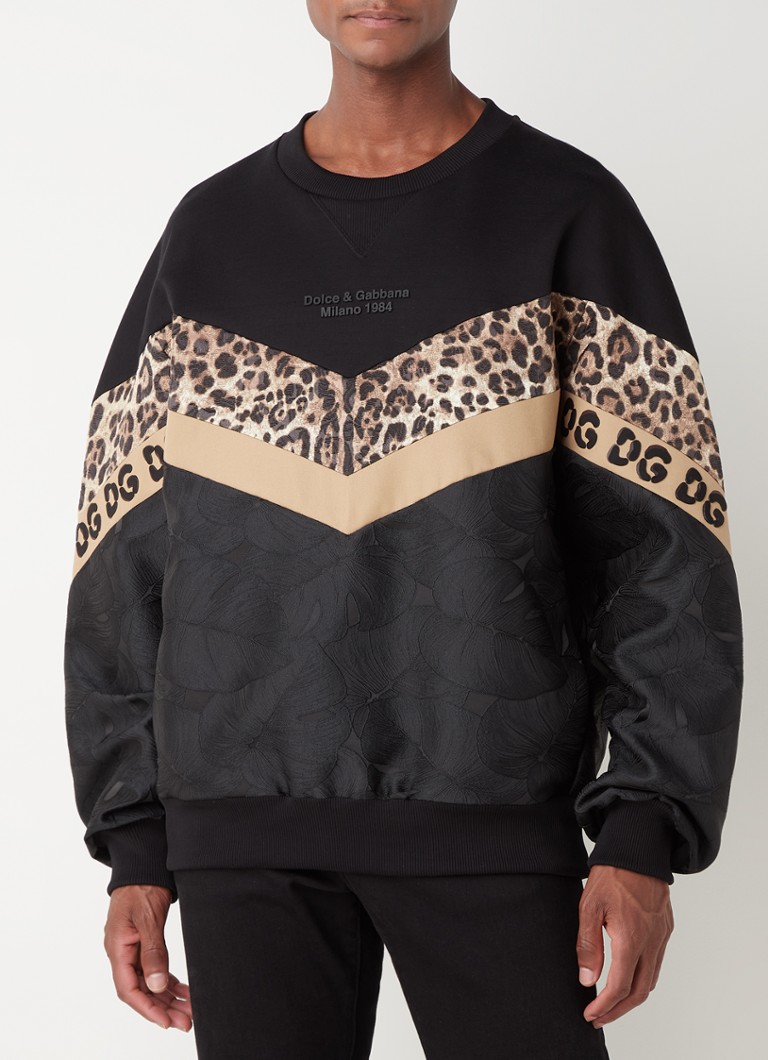 Dolce & Gabbana - Sweater met patchwork en jacquard dessin - Zwart