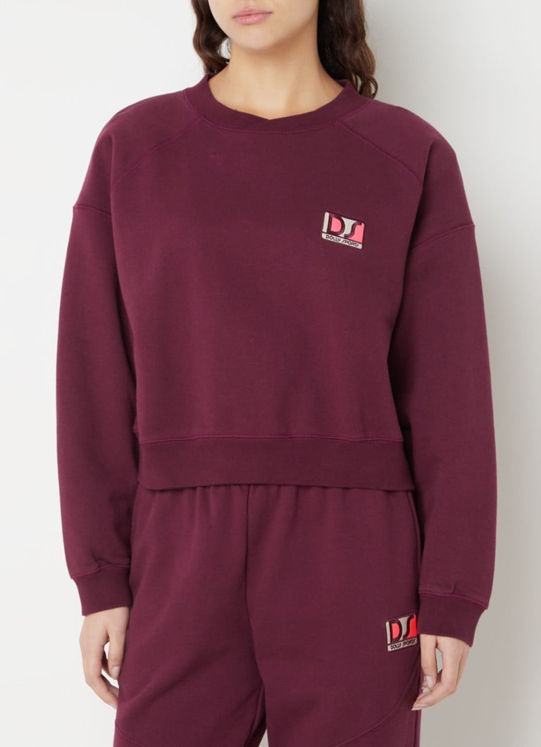 Dolly Sports - Cropped sweater met logoborduring - Bordeauxrood