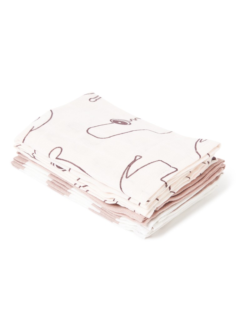 Done by Deer - Friends Powder monddoek van biologisch katoen set van 5 - Lichtroze