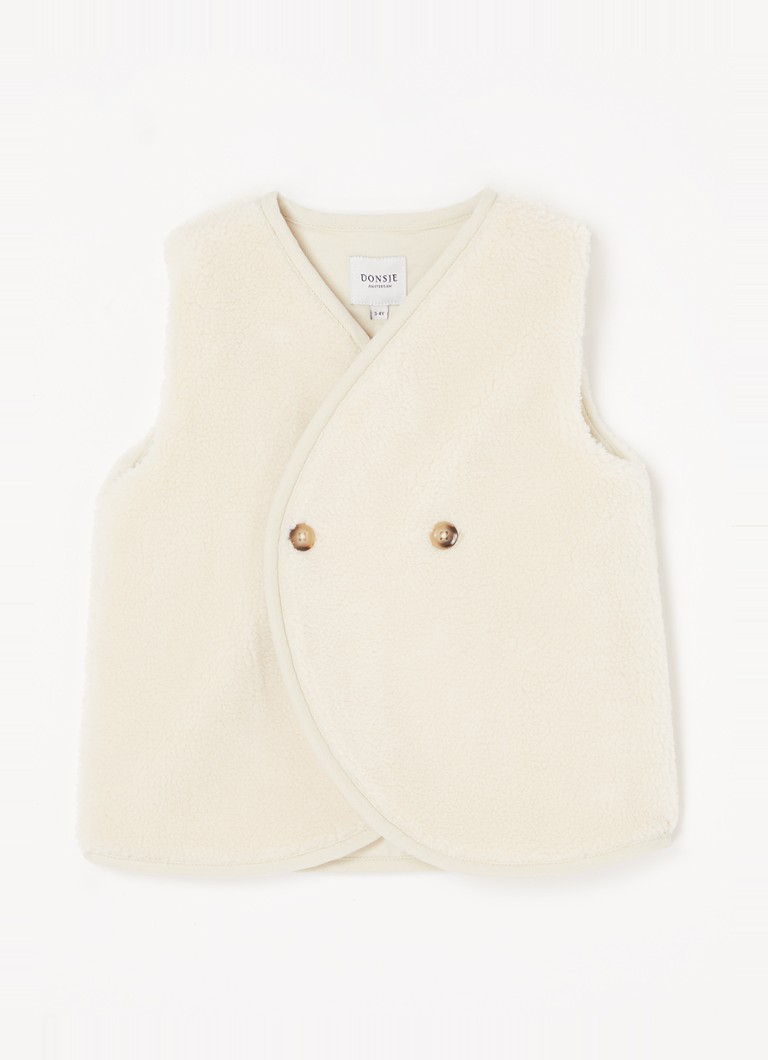 Donsje Amsterdam Monty double-breasted gilet van teddy • Ivoor • de Bijenkorf