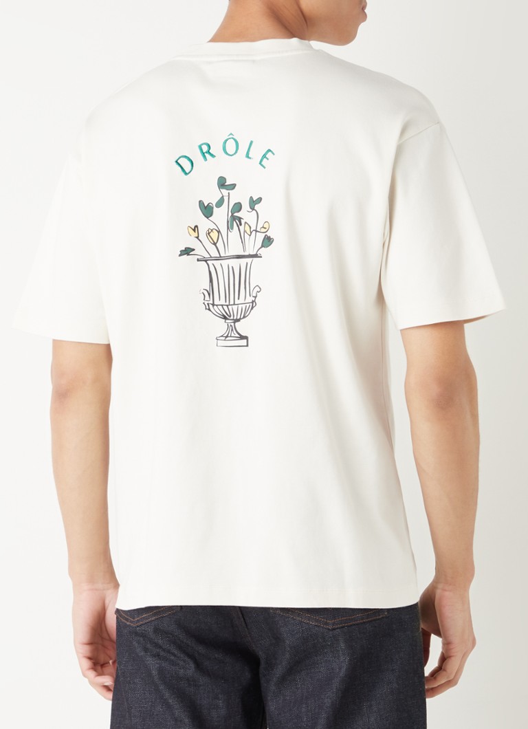Drôle de Monsieur Tshirt met logo en backprint • Beige • de Bijenkorf