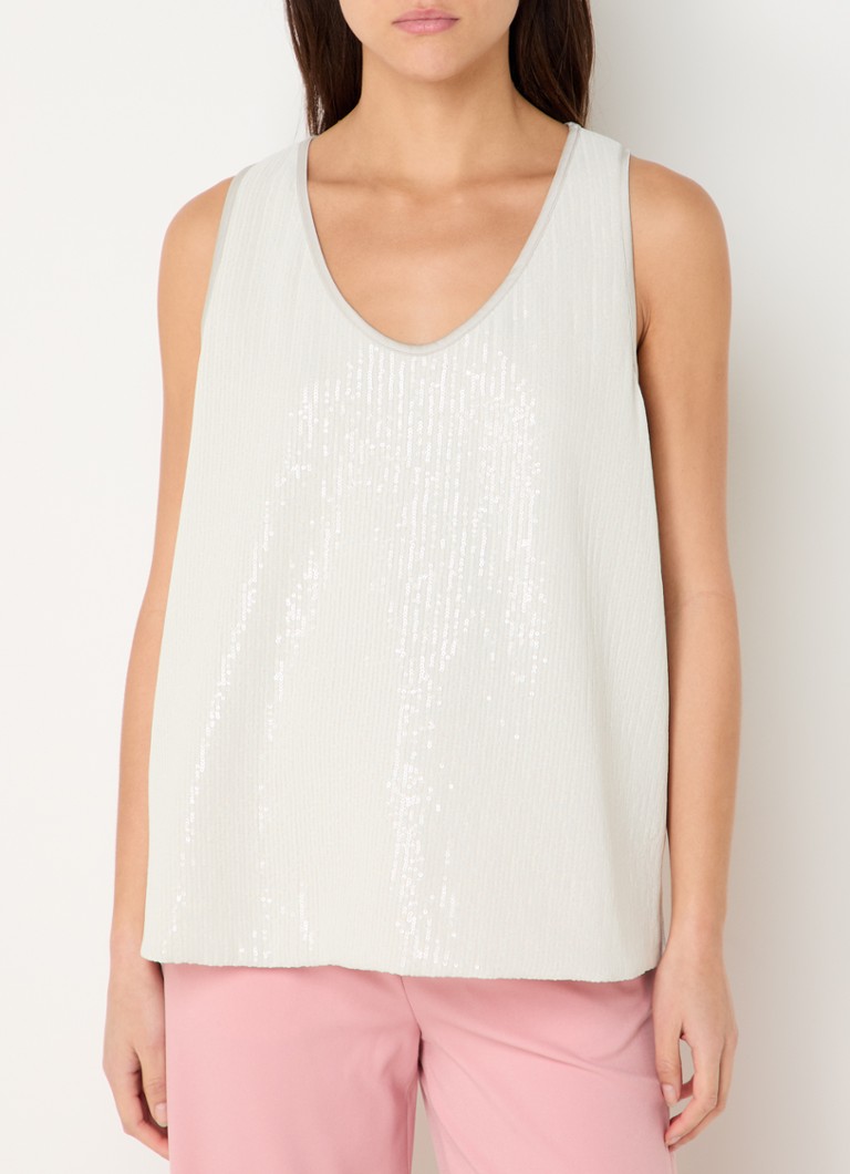 DRYKORN - Aminah top met pailletten - Gebroken wit