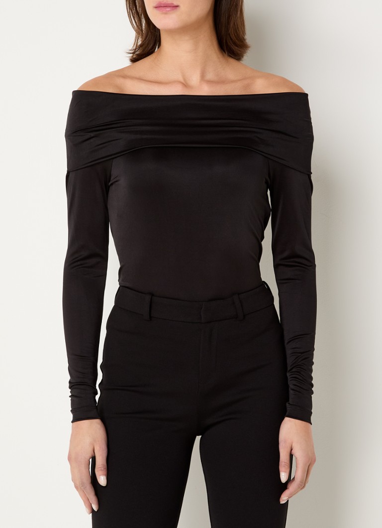 DRYKORN - Araya off-shoulder top met stretch - Zwart