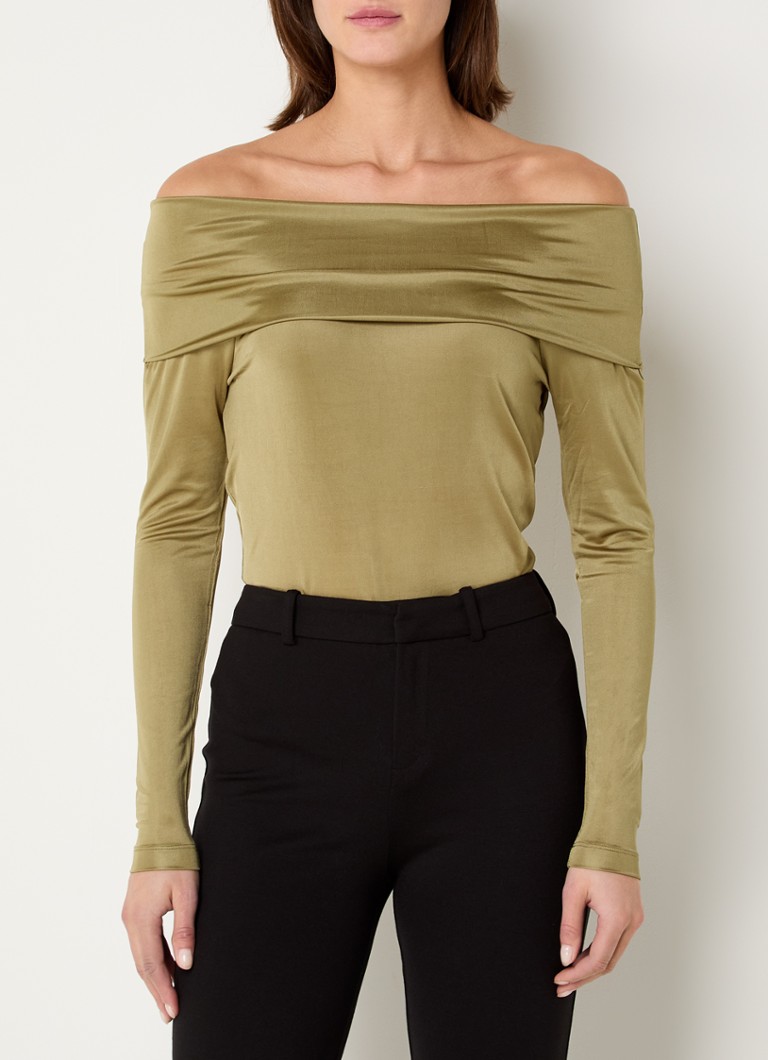 DRYKORN - Araya off-shoulder top met stretch - Legergroen