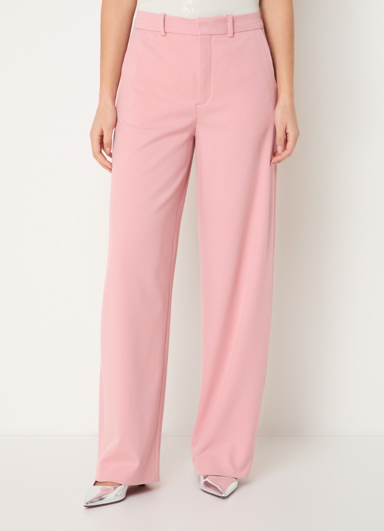 DRYKORN - Desk high waist wide fit pantalon met steekzakken - Koraalroze