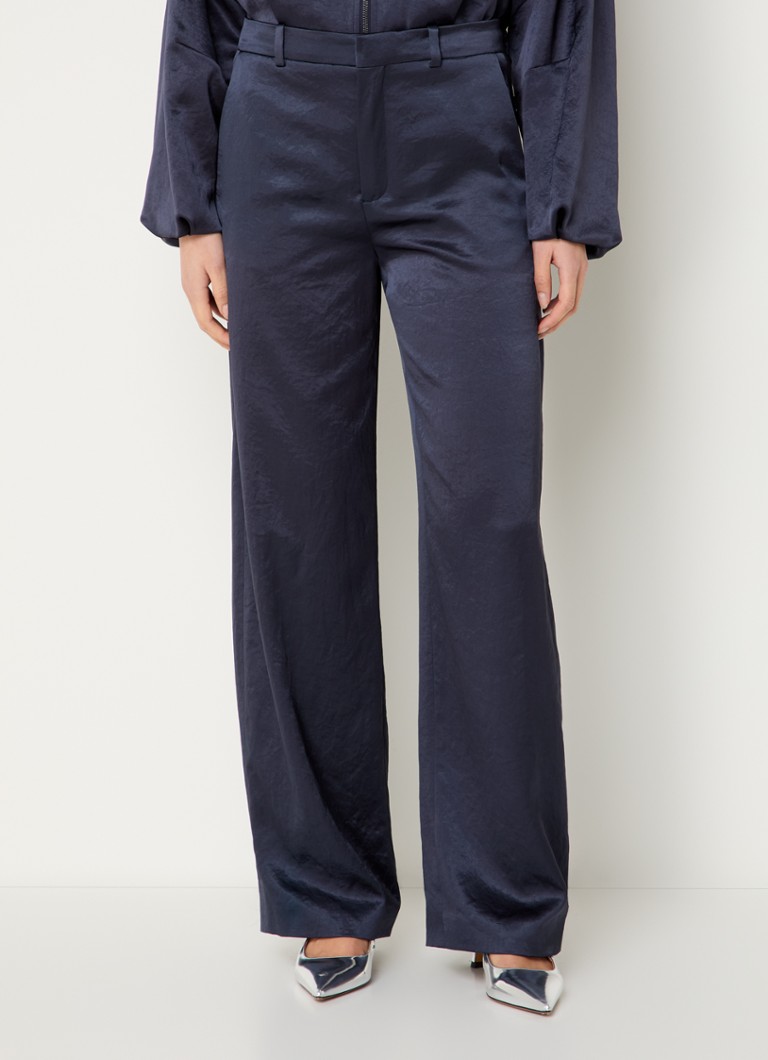 DRYKORN - Desk high waist wide fit pantalon met steekzakken - Donkerblauw