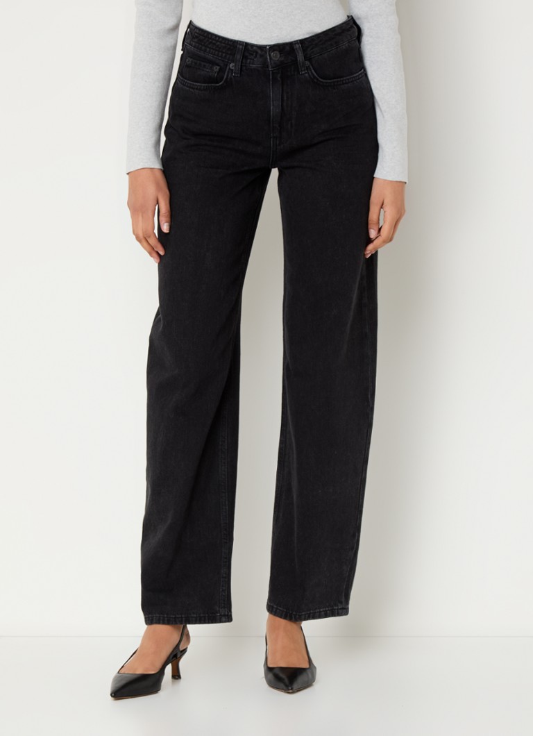 DRYKORN - High waist loose fit jeans met gekleurde wassing en steekzakken - Antraciet