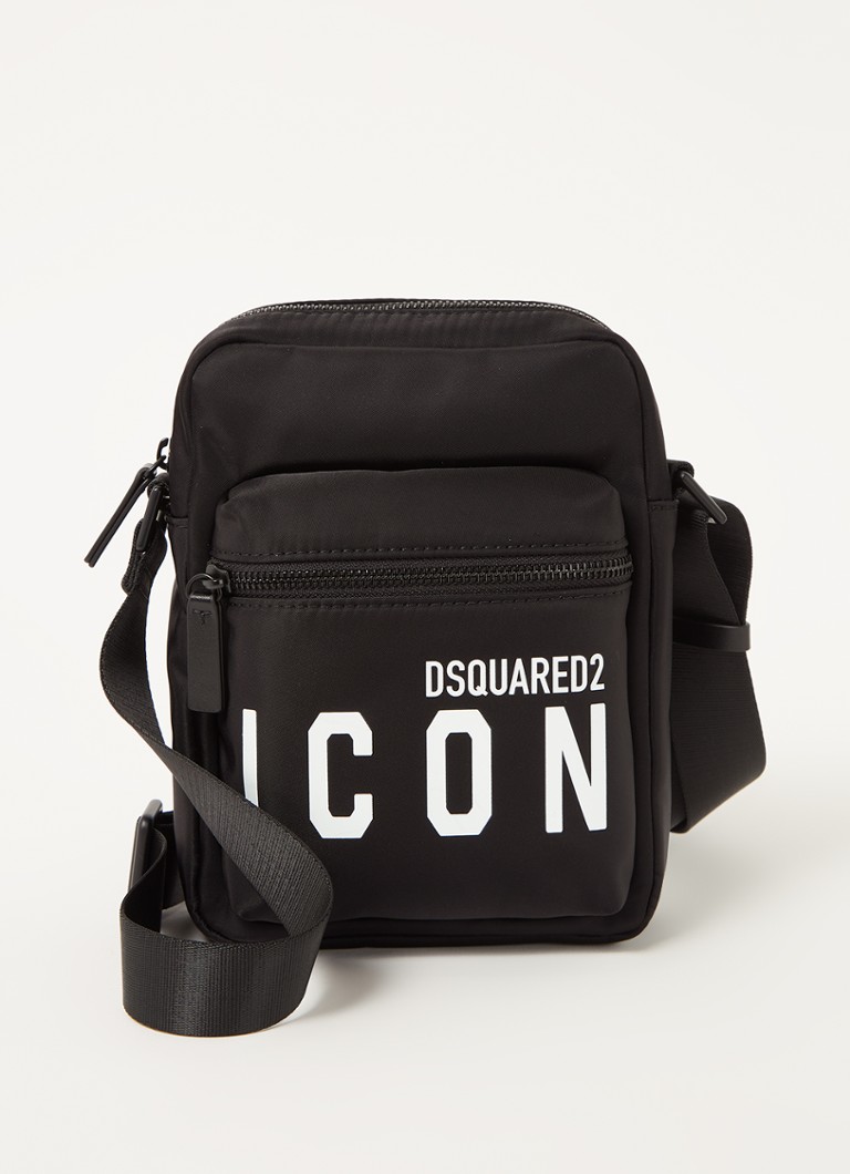 Veilig wees gegroet blad Dsquared2 Be Icon crossbodytas met leren details • Zwart • de Bijenkorf