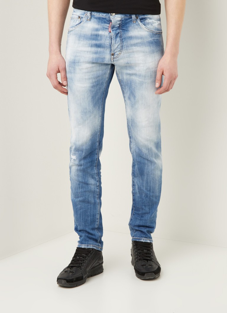 Dsquared2 Cool guy slim fit jeans met ripped details • Indigo • de