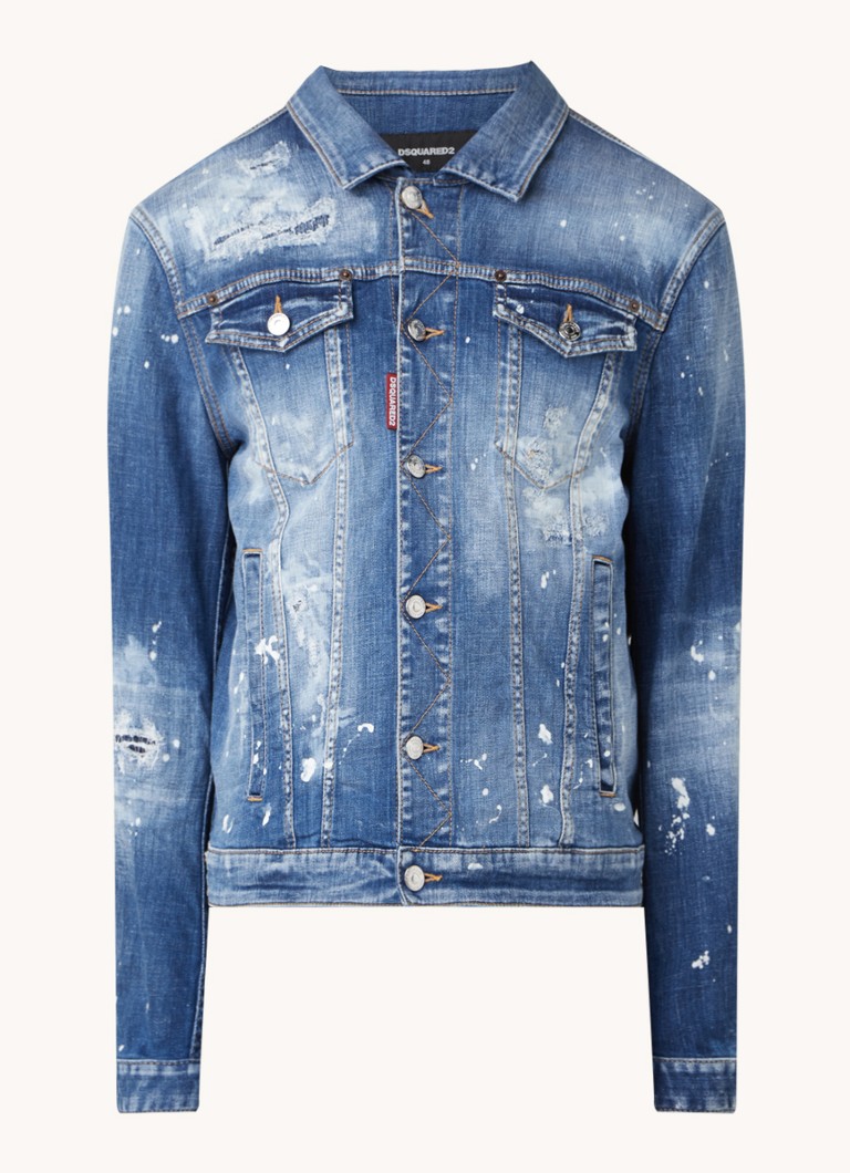Vies mist Perceptueel Dsquared2 Distress Dan spijkerjas met ripped details en verfspetters • Indigo • de Bijenkorf Vies mist Perceptueel Dsquared2 Distress Dan spijkerjas met ripped details en verfspetters • Indigo • de Bijenkorf