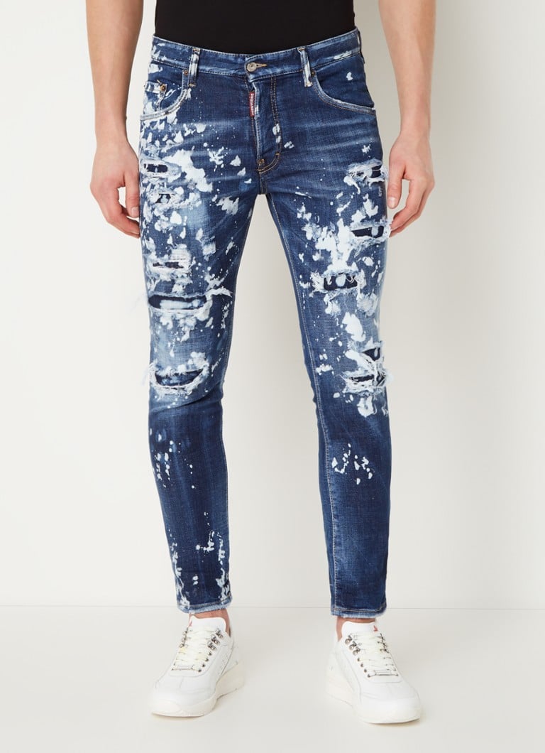 Dsquared2 - Fit skinny fit jeans met ripped details - Indigo