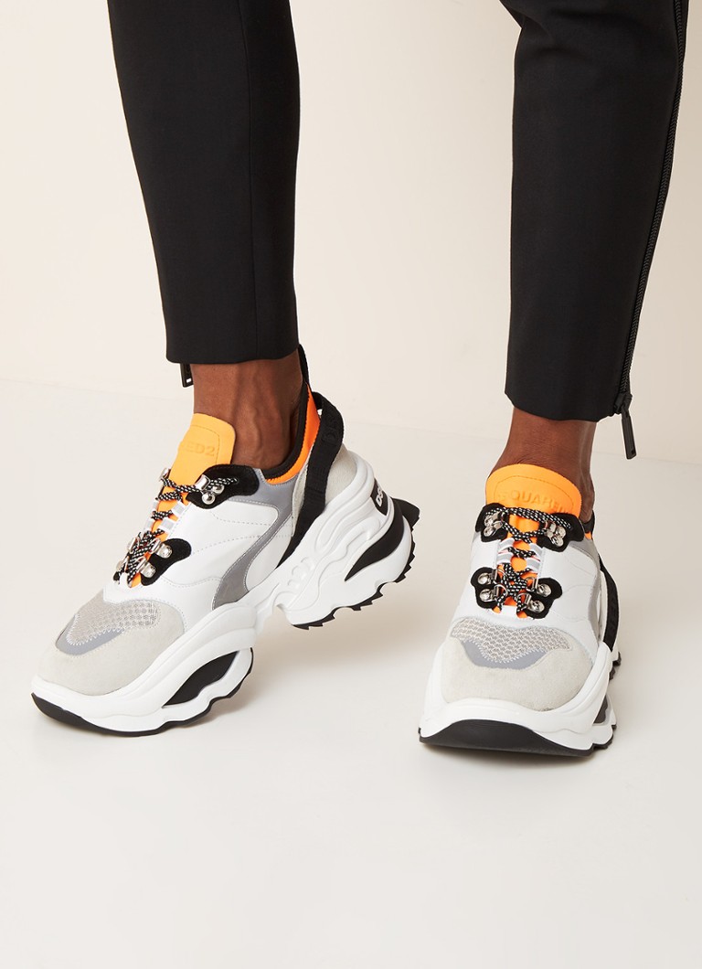 Dsquared2 - Giant sneaker met kalfsleren details - Wit - voorkant 