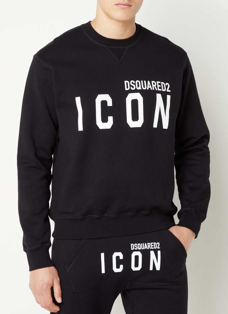 moeilijk twee Atletisch Dsquared2 Icon Crew sweater met logoprint • Zwart • de Bijenkorf