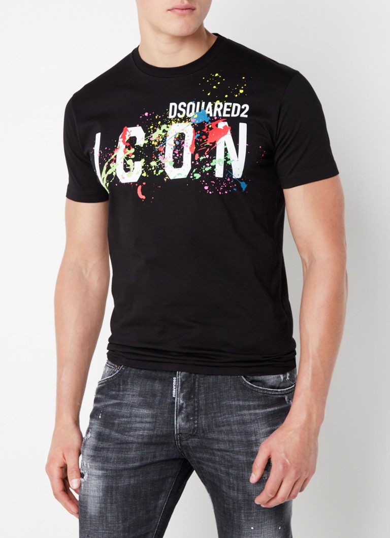 Startpunt zoon Afleiding Dsquared2 Icon Splatter T-shirt met logoprint • Zwart • de Bijenkorf
