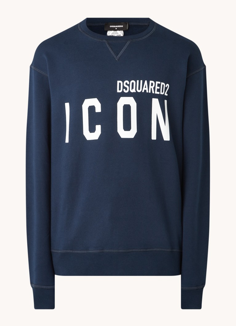 vrije tijd af hebben Bevestiging Dsquared2 Icon sweater met logoprint • Donkerblauw • de Bijenkorf