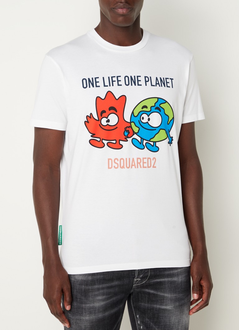 Dsquared2 - One Life Buddies T-shirt met print - Wit