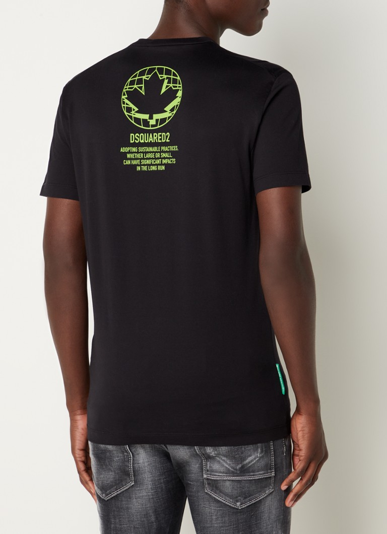 Dsquared2 - One Life Manifesto T-shirt met front- en backprint - Zwart