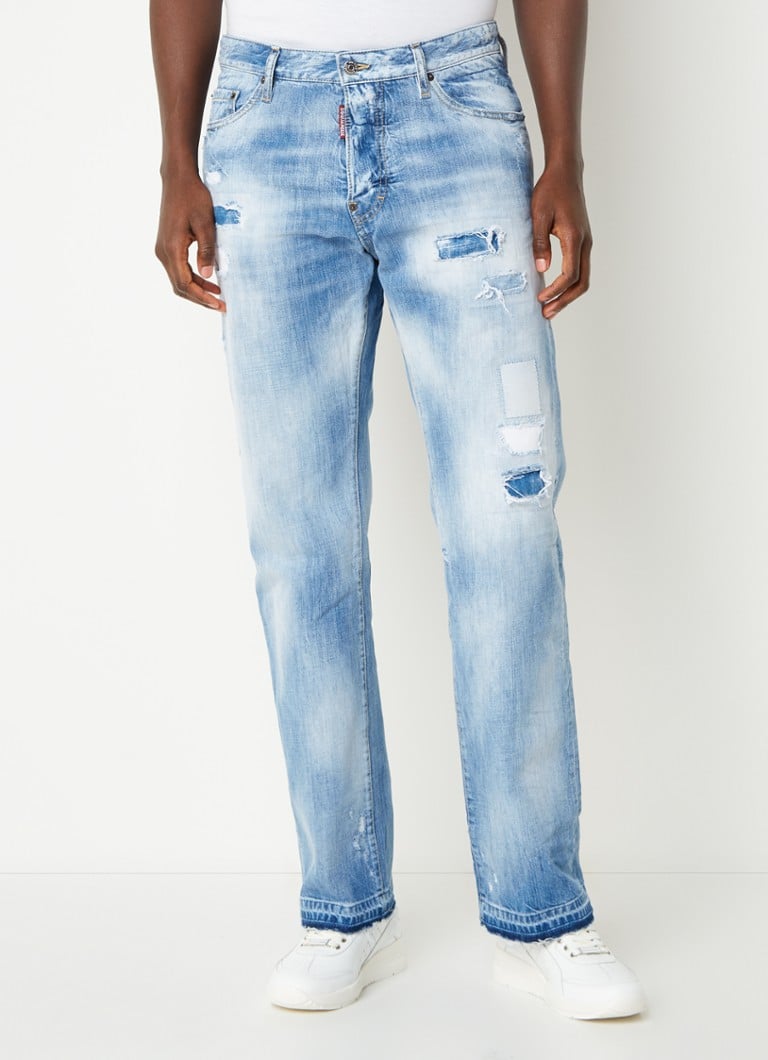 Dsquared2 - Roadie regular fit jeans met desotryed afwerking - Donkerblauw