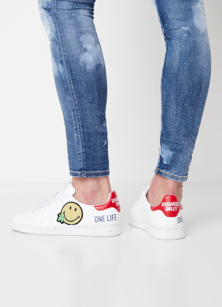 Dsquared2 Smiley Bypell Boxer sneaker met patch • Wit • de