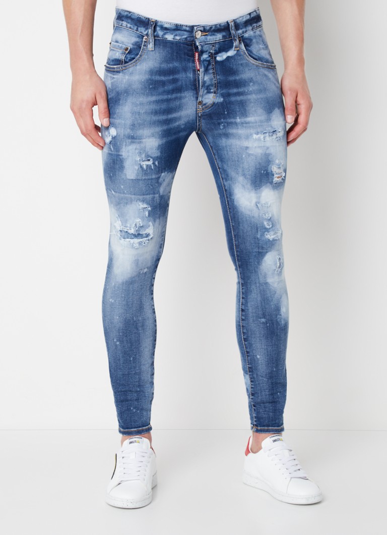 Dsquared2 - Super Twinky skinny fit cropped jeans met ripped details - Indigo