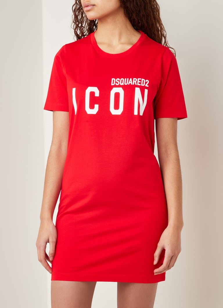 T-shirt jurk met logoprint • Rood • de Bijenkorf