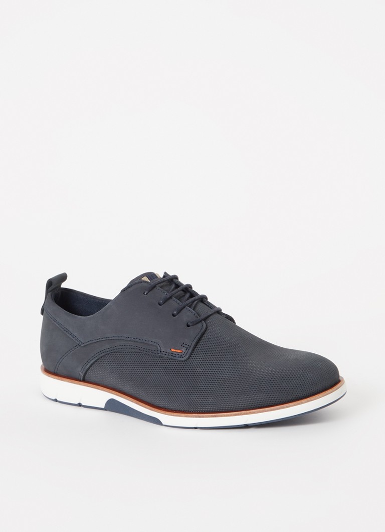 Dune London - Barnabey veterschoen van leer - Donkerblauw