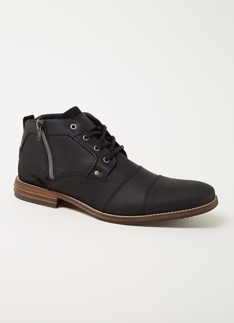 Dune London - Capitals veterboot van leer - Zwart