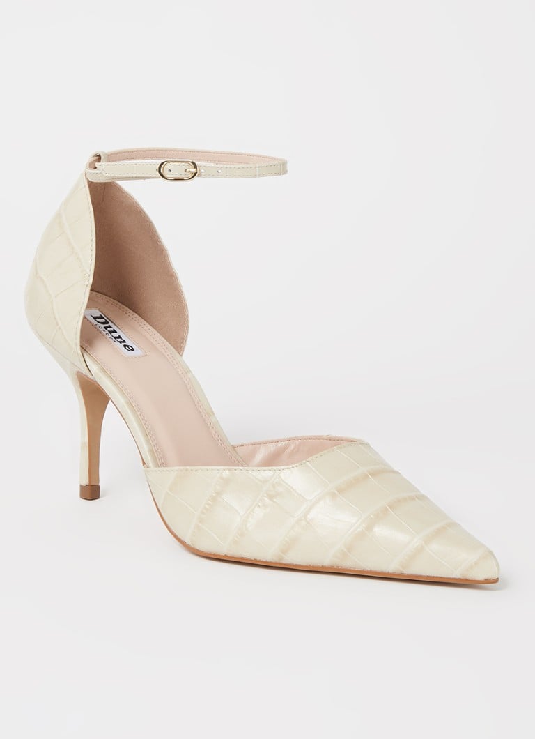 Dune London Characters Pump Van Leer Met Crocostructuur • Creme • De