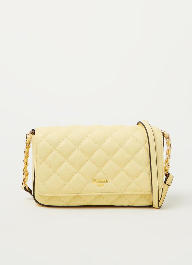 Dune London Dupree quilted crossbodytas met logo • Lichtgeel • de Bijenkorf