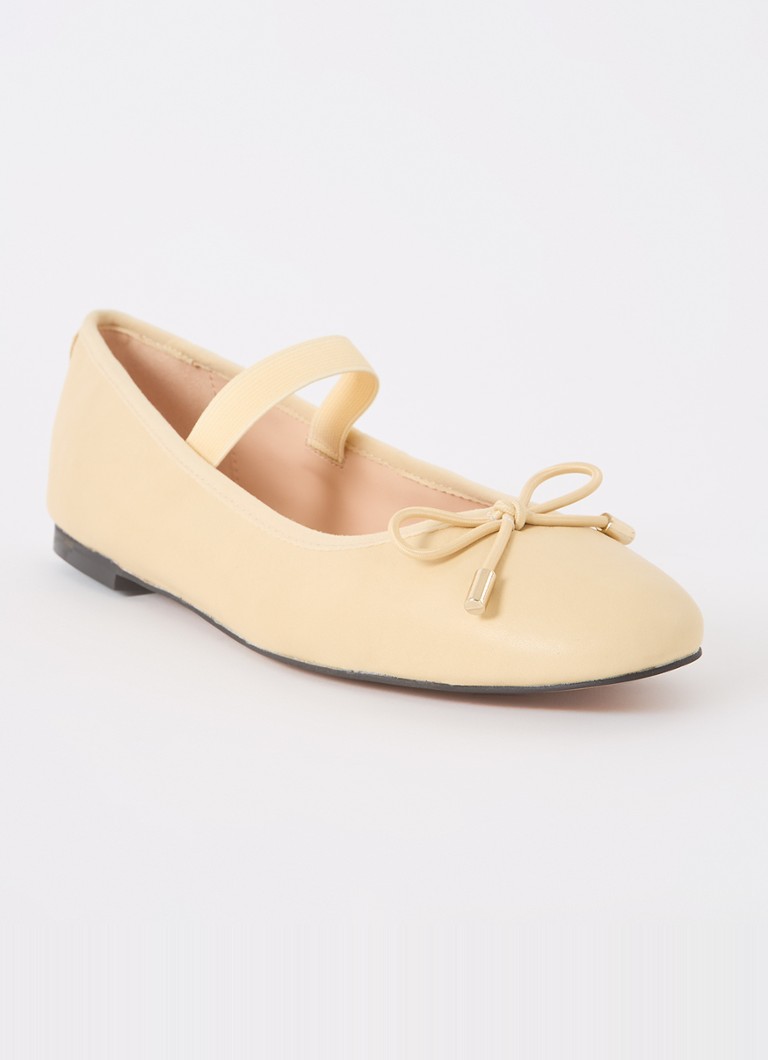 Dune London - Helenas ballerina van leer - Vanillegeel