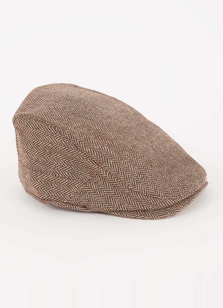 Dune London - Olivea flatcap met visgraatdessin - Bruin