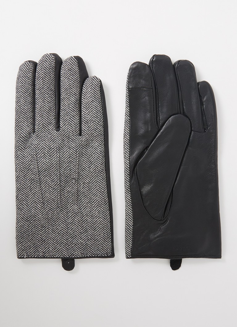 Dune London - Otlo handschoenen in wolblend met leren details en touchscreen functie - Zwart