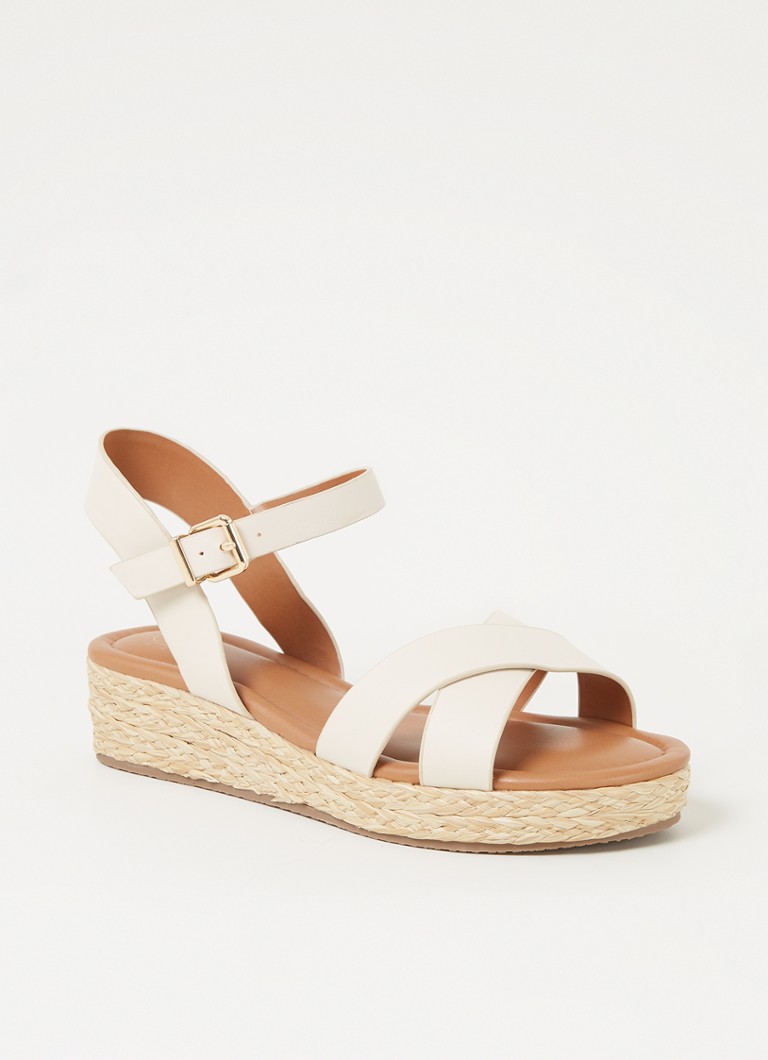 Dune London - Regular Fit Linnie sleehak van leer - Gebroken wit