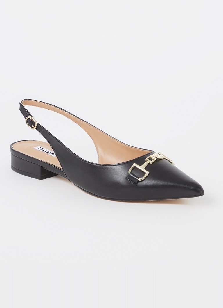 Dune London - Wide Fit Hopeful slingback van leer - Zwart
