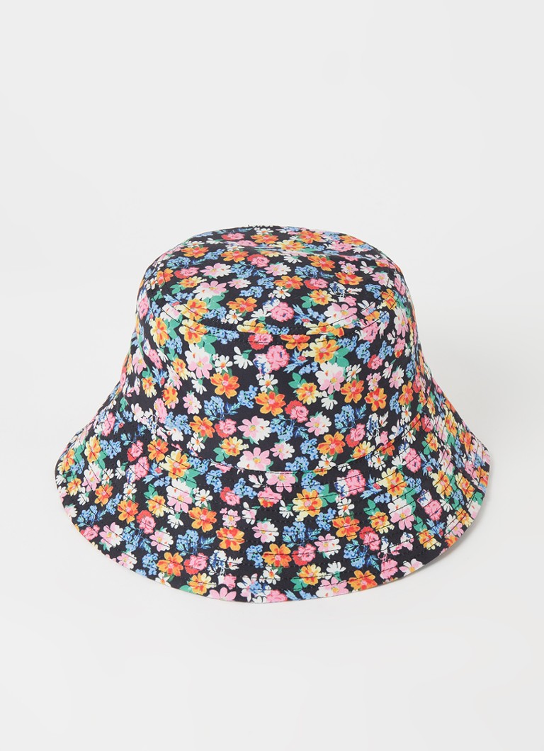 EDITED - Leena bucket hoed met bloemenprint - Zwart