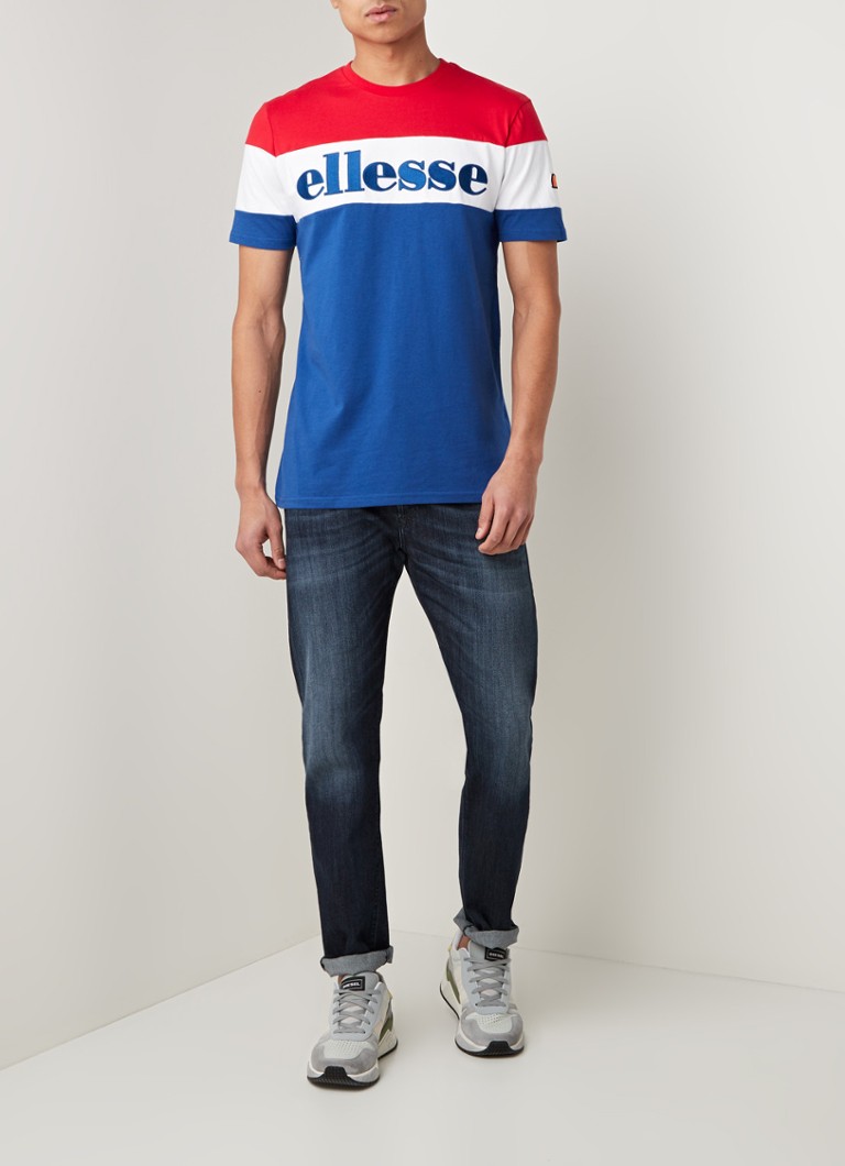 Higgins Transparant contact ellesse T-shirt met logoprint en colourblocking • Kobaltblauw • de Bijenkorf