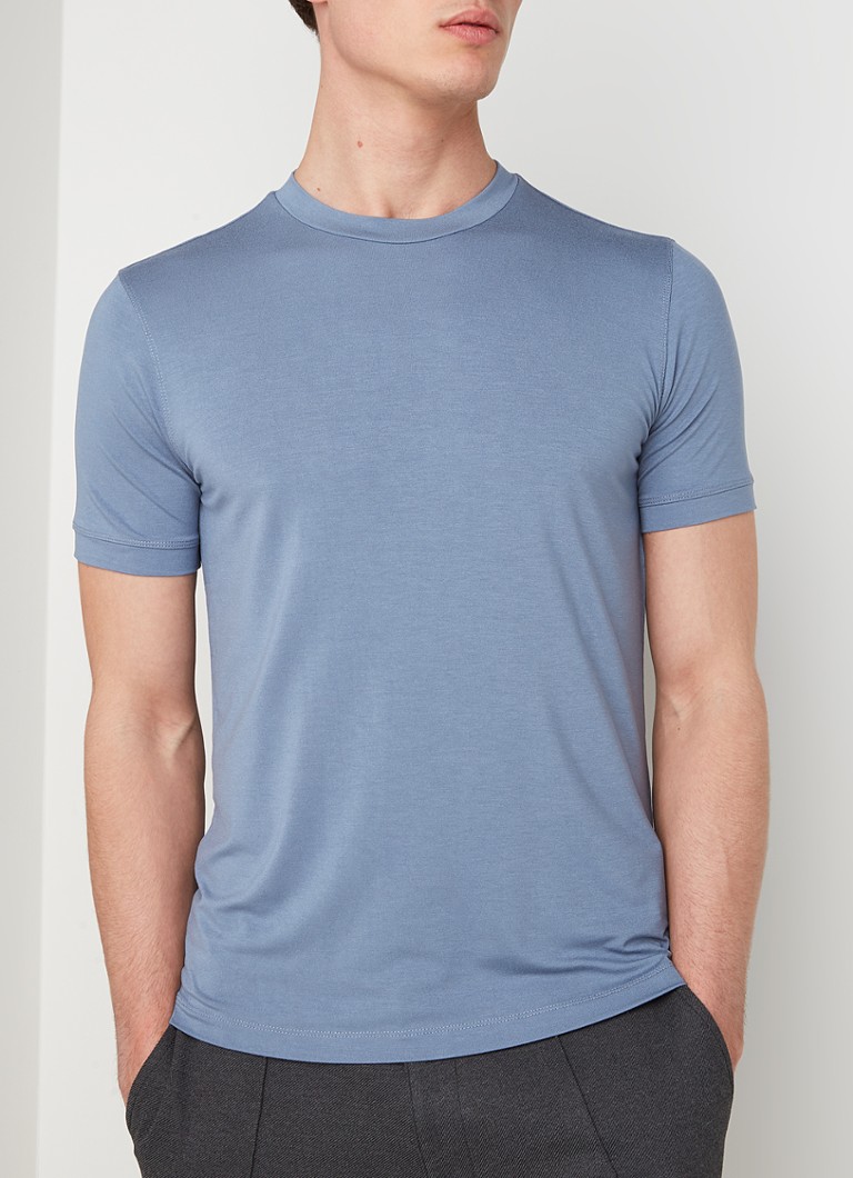 Emporio Armani - Basic T-shirt met ronde hals - Staalblauw