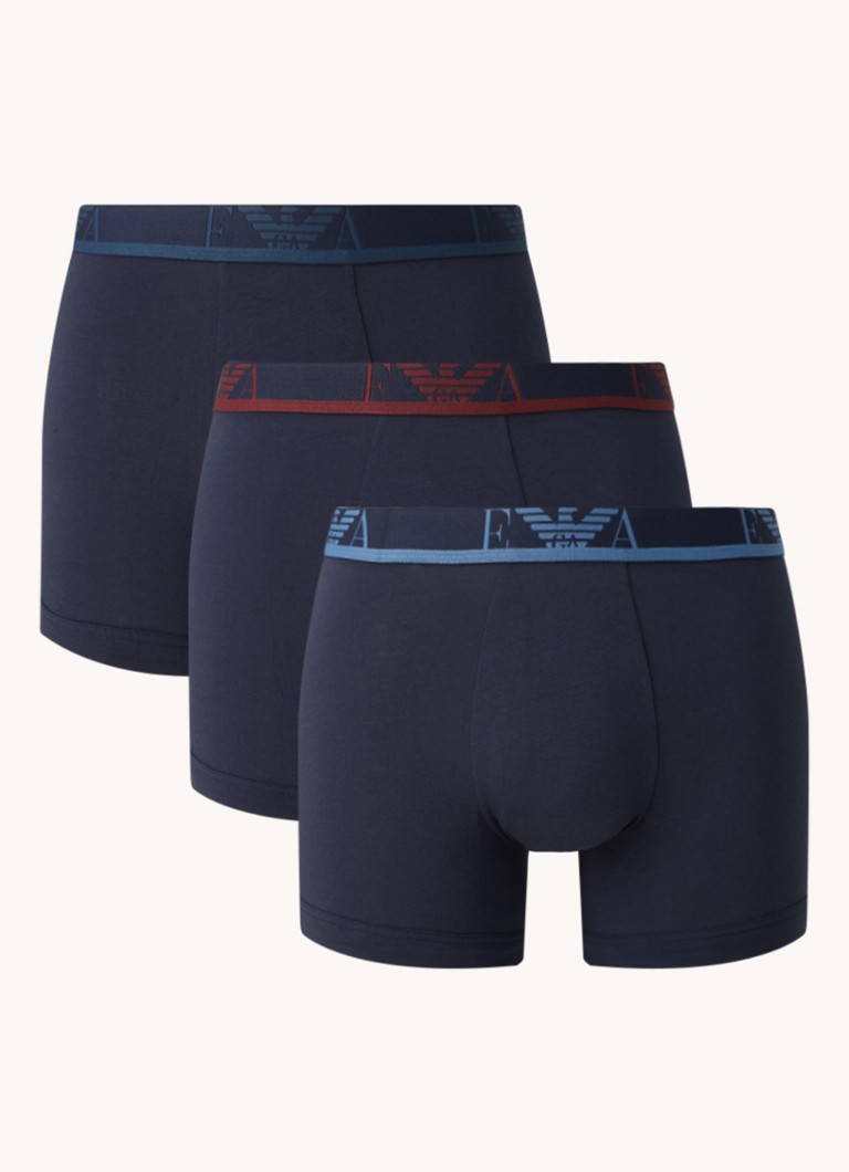 Emporio Armani - Boxershorts met logoband in 3-pack - Donkerblauw