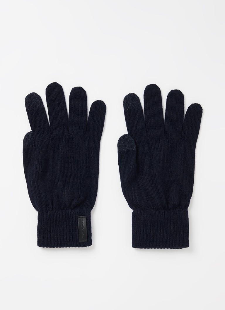 Emporio Armani - Glove hanschoenen van wol - Donkerblauw
