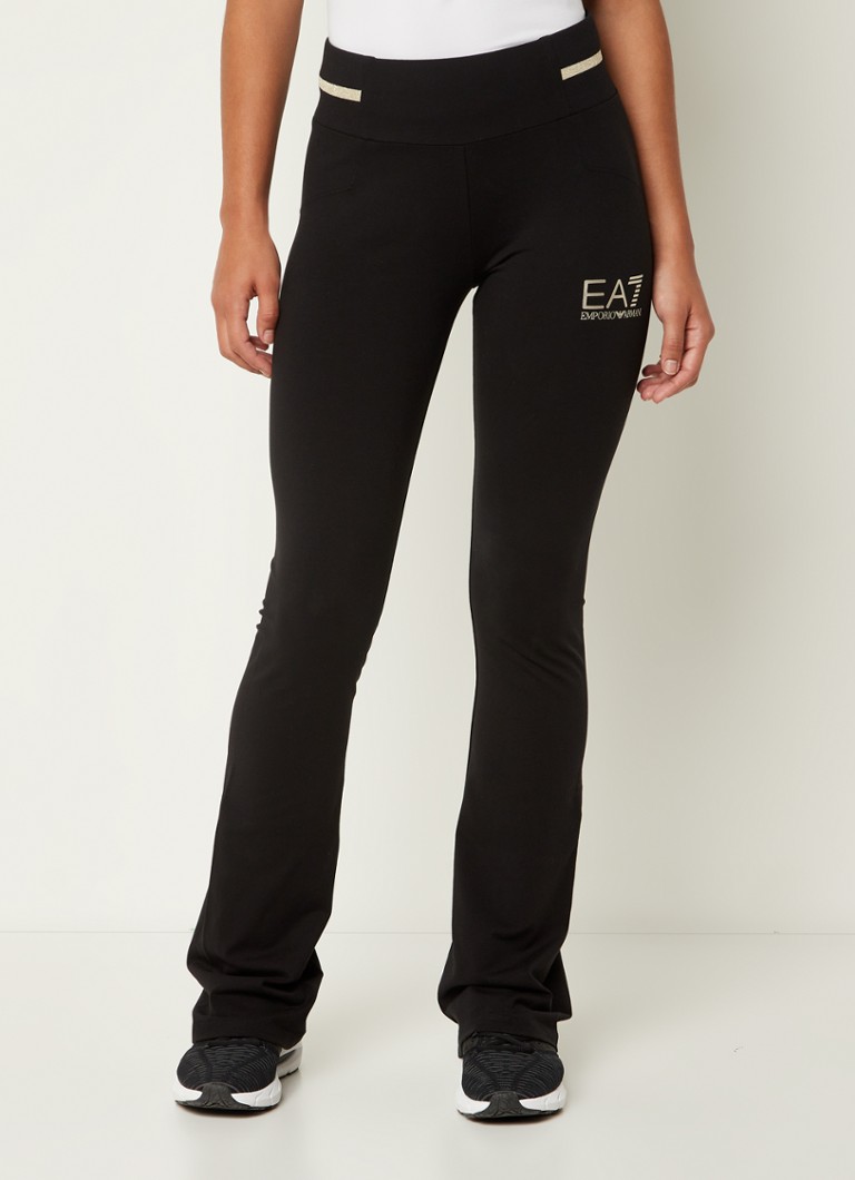 Emporio Armani - High waist flared fit legging met logo - Zwart