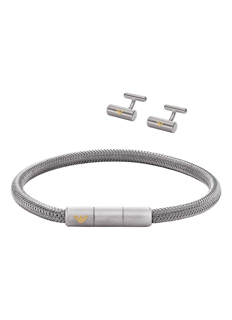 Emporio Armani Key Basics set de • Bijenkorf • en van armband EGS3044SET manchetknopen Zilver