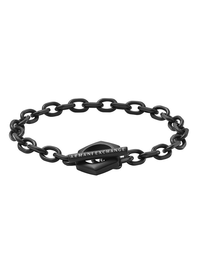 • • AXG0105001 met Klassiek de logo Zwart Emporio Armani Bijenkorf armband