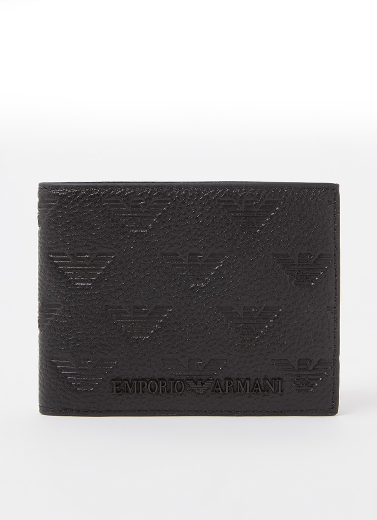 Emporio Armani - Portemonnee van leer met logo - Zwart