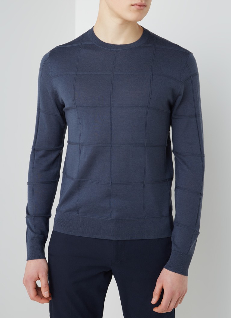 Emporio Armani - Pullover van wol met ingebreid patroon - Blauwgrijs