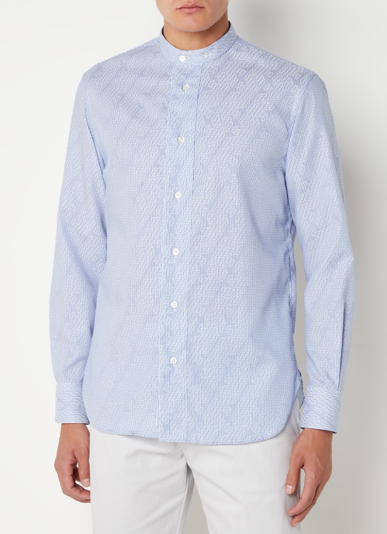 Emporio Armani - Regular fit overhemd met streepprint - Blauw