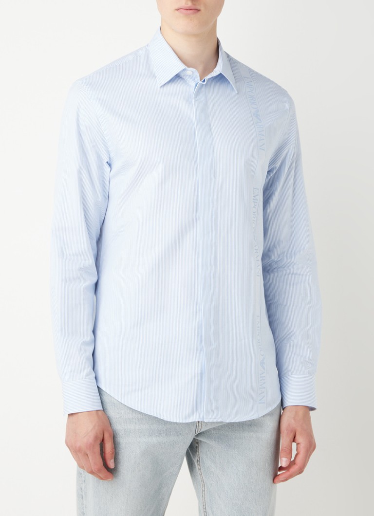 Emporio Armani - Regular fit overhemd met streepprint - Lichtblauw