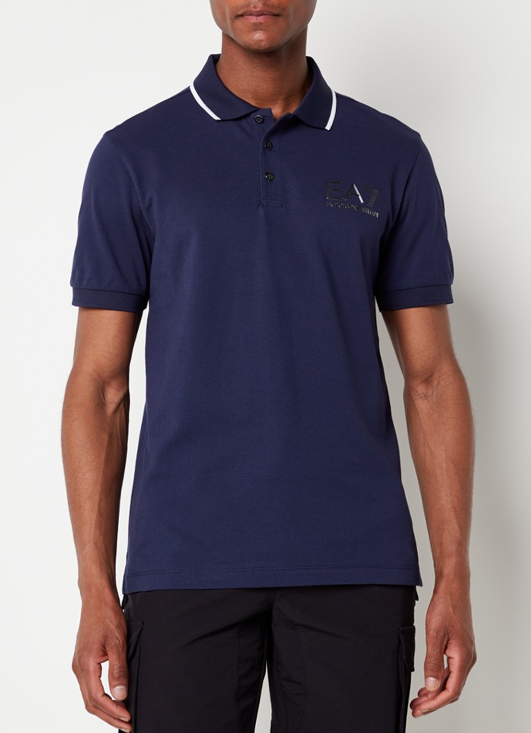 Emporio Armani - Regular fit polo met logo - Royalblauw