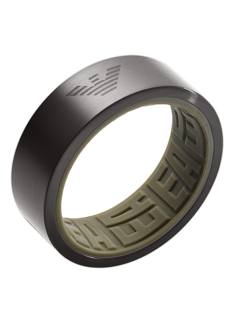 Souvenir Soepel Pilfer Emporio Armani Ring met logo • Zwart • de Bijenkorf