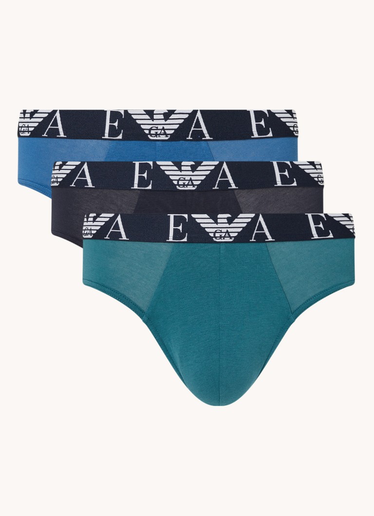 Emporio Armani - Slip met logoband in 3-pack - Donkerblauw