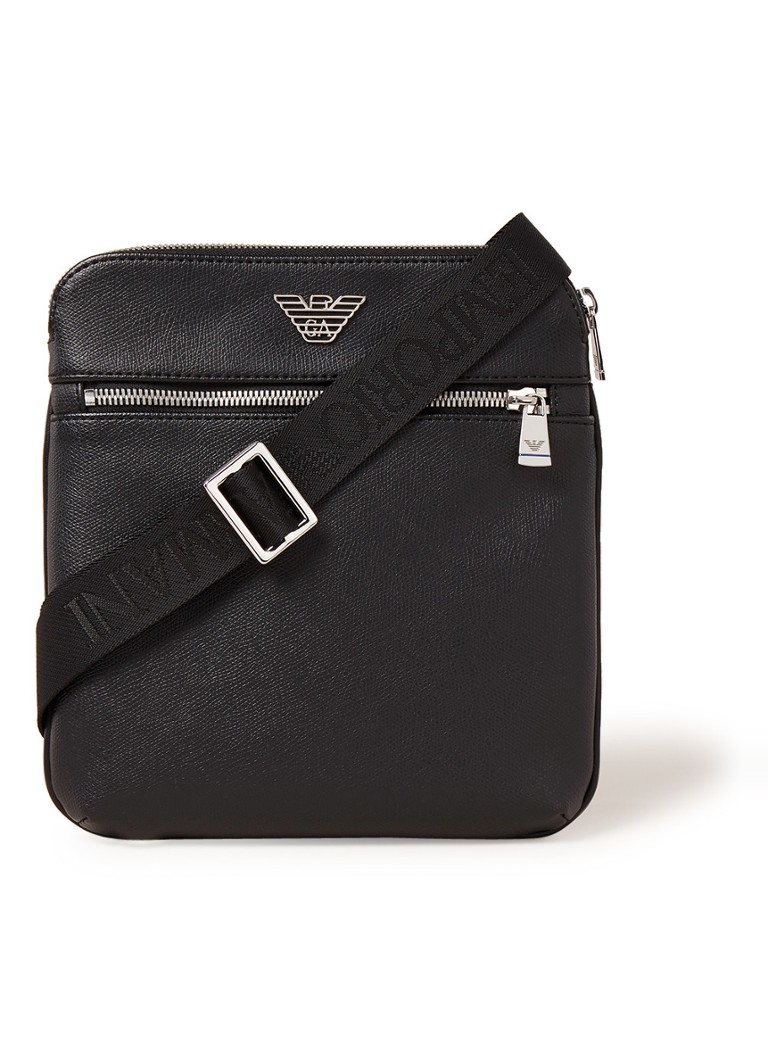 Emporio Armani Small Messenger crossbodytas met logoband • Zwart • de